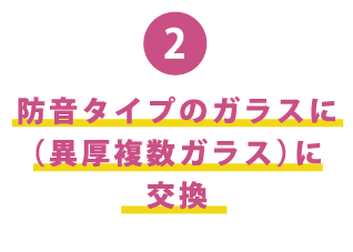 防音タイプのガラスに（異厚複数ガラス）に（異厚複数ガラス）に
交換